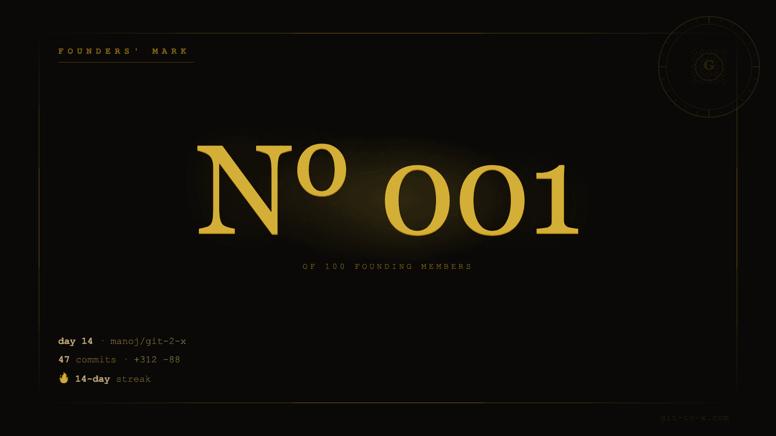 Founders' Mark card — exclusive to founding 100